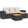 vidaXL Salon de jardin 5 pcs avec coussins noir résine tressée