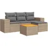 vidaXL Salon de jardin avec coussins 5 pcs beige résine tressée
