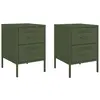 vidaXL Tables de chevet 2 pcs vert olive 36x39x50,5 cm acier