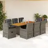 vidaXL Ensemble à manger de jardin 9 pcs coussins gris résine tressée