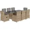 vidaXL Ensemble à manger de jardin et coussins 9 pcs beige Poly rotin