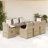 vidaXL Ensemble à manger de jardin et coussins 9 pcs beige Poly rotin