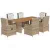 vidaXL Ensemble à manger de jardin et coussins 7 pcs beige poly rotin