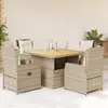 vidaXL Ensemble à manger de jardin avec coussins 5pcs Beige poly rotin