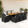 vidaXL Ensemble à manger de jardin 9pcs coussins noir résine tressée