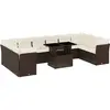 vidaXL Salon de jardin et coussins 11 pcs marron résine tressée