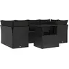 vidaXL Salon de jardin 7 pcs avec coussins noir résine tressée