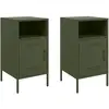 vidaXL Tables de chevet 2 pcs vert olive 36x39x68 cm