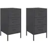 vidaXL Tables de chevet 2 pcs noir 36x39x68 cm acier laminé à froid