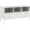 vidaXL Vidaxl Meuble Tv Blanc 100,5x39x50,5 Cm Acier