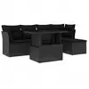 vidaXL Salon de jardin 6 pcs avec coussins noir résine tressée