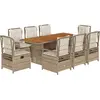 vidaXL Ensemble à manger de jardin et coussins 9 pcs beige Poly rotin