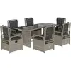vidaXL Ensemble à manger de jardin et coussins 7 pcs gris clair rotin
