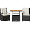 vidaXL Ensemble à manger de jardin avec coussins 3 pcs Noir
