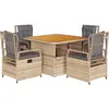 vidaXL Ensemble à manger de jardin avec coussins 5pcs Beige poly rotin