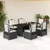 vidaXL Ensemble à manger de jardin coussins 7pcs Noir Résine tressée