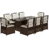 vidaXL Ensemble à manger de jardin et coussins 9 pcs marron poly rotin