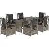 vidaXL Ensemble à manger de jardin et coussins 7 pcs gris rotin