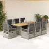 vidaXL Ensemble à manger de jardin 9 pcs coussins gris résine tressée