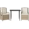 vidaXL Ensemble à manger de jardin et coussins 3 pcs Beige poly rotin
