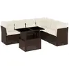 vidaXL Salon de jardin avec coussins 7 pcs marron résine tressée