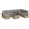 vidaXL Salon de jardin avec coussins 9 pcs beige résine tressée