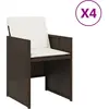vidaXL Chaises de jardin avec coussins lot de 4 marron résine tressée