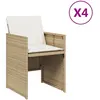 vidaXL Chaises de jardin avec coussins lot de 4 beige résine tressée