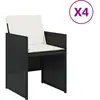 vidaXL Chaises de jardin lot de 4 avec coussins noir résine tressée