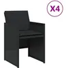 vidaXL Chaises de jardin lot de 4 avec coussins noir résine tressée