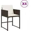 vidaXL Chaises de jardin avec coussins lot de 4 marron résine tressée
