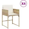 vidaXL Chaises de jardin avec coussins lot de 4 beige résine tressée