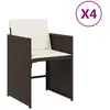 vidaXL Chaises de jardin avec coussins lot de 4 marron résine tressée