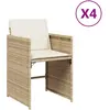 vidaXL Chaises de jardin avec coussins lot de 4 beige résine tressée