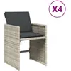 vidaXL Chaises de jardin avec coussins lot de 4 gris clair poly rotin