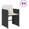 vidaXL Chaises de jardin lot de 4 avec coussins noir résine tressée