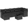 vidaXL Salon de jardin 8 pcs avec coussins noir résine tressée