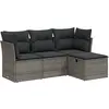 vidaXL Salon de jardin 4 pcs avec coussins gris résine tressée