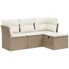 vidaXL Salon de jardin avec coussins 4 pcs beige résine tressée