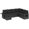 vidaXL Salon de jardin 8 pcs avec coussins noir résine tressée