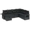 vidaXL Salon de jardin 7 pcs avec coussins noir résine tressée