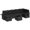 vidaXL Salon de jardin 7 pcs avec coussins noir résine tressée