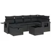 vidaXL Salon de jardin 7 pcs avec coussins noir résine tressée