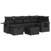 vidaXL Salon de jardin 6 pcs avec coussins noir résine tressée