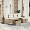 vidaXL Salon de jardin avec coussins 6 pcs beige résine tressée