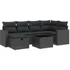 vidaXL Salon de jardin 7 pcs avec coussins noir résine tressée