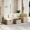 vidaXL Salon de jardin avec coussins 7 pcs beige résine tressée
