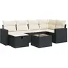 vidaXL Salon de jardin 6 pcs avec coussins noir résine tressée