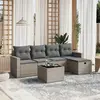 vidaXL Salon de jardin 6 pcs avec coussins gris résine tressée