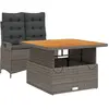 vidaXL Ensemble à manger de jardin et coussins 2 pcs gris rotin